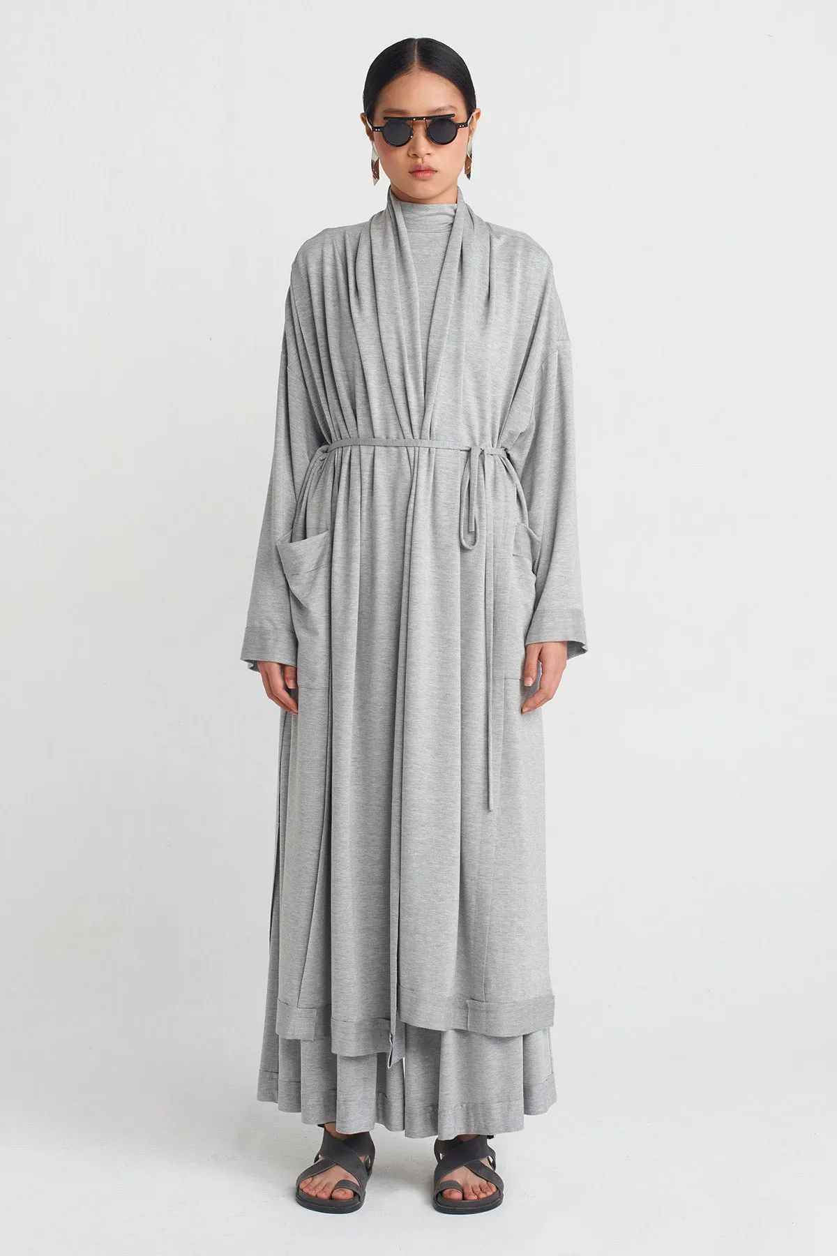 Nu Belted Kimono Grey Melange
