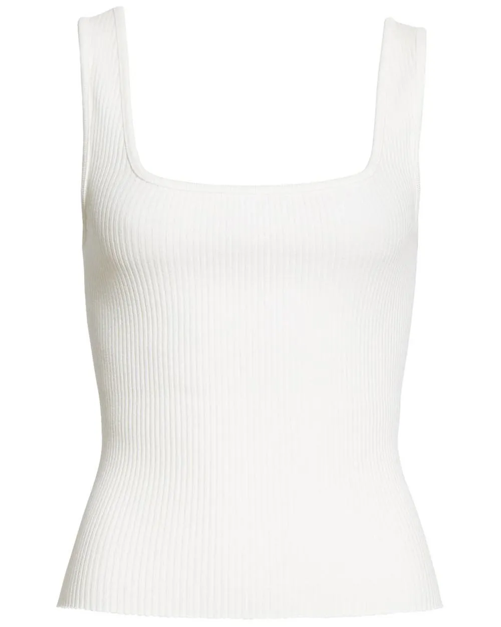 Off White Ribbed Square Neck Tank