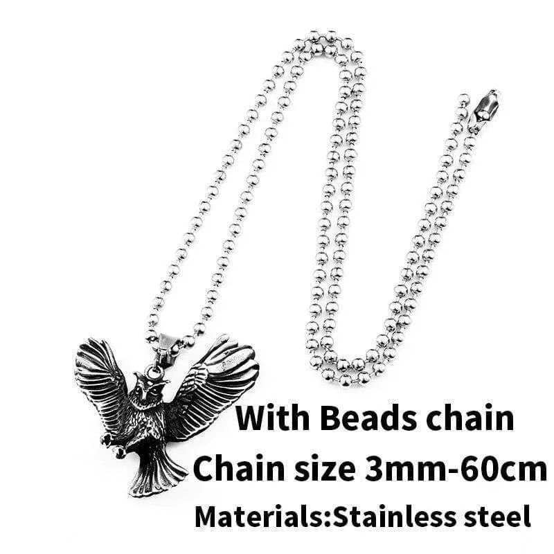 owl pendant necklace for Men Stainless Steel Jewelry