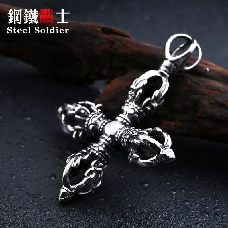 popular Stainless Steel Vajra pestle tibetan Pendant Can bRing Lucky for Man
