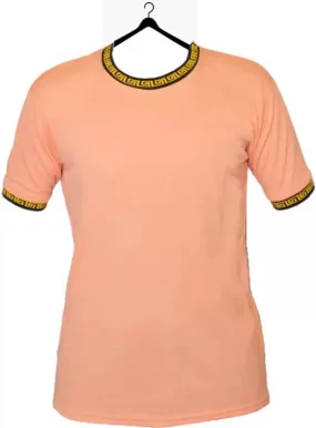 Printed Men Round Neck Pink T-Shirt