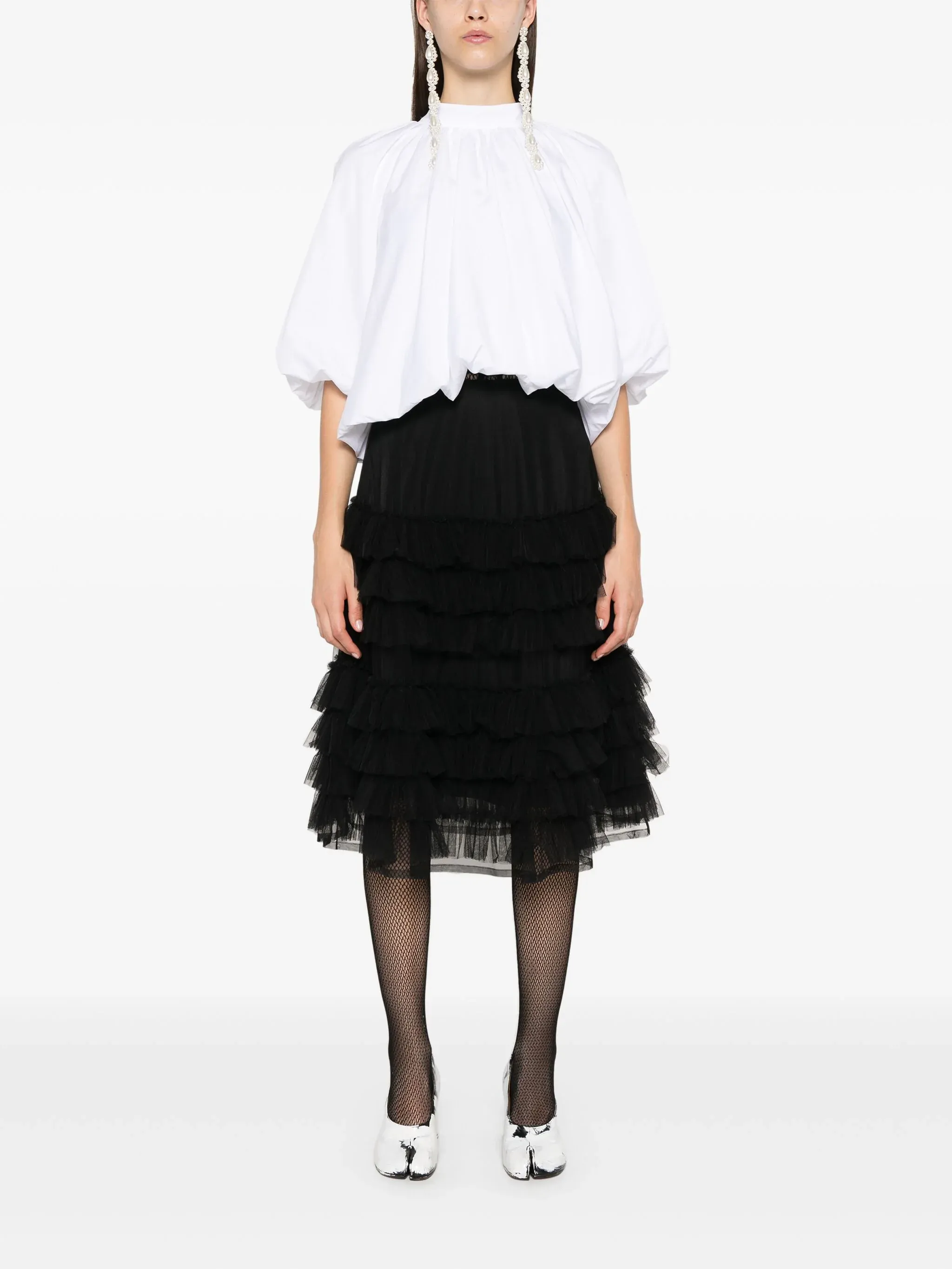 Puff Sleeve Back Bow Balloon Top