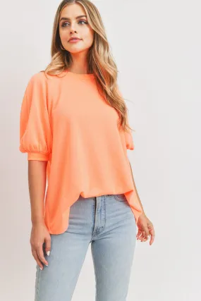 Raglan Cotton Terry Balloon Sleeves Top
