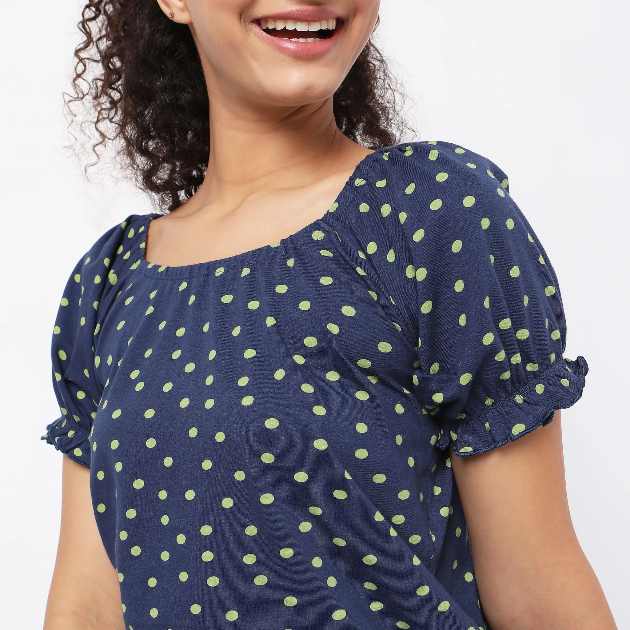 Regular Fit Polka Dot Top