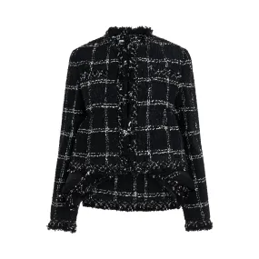 Ruched Tweed Jacket in Black