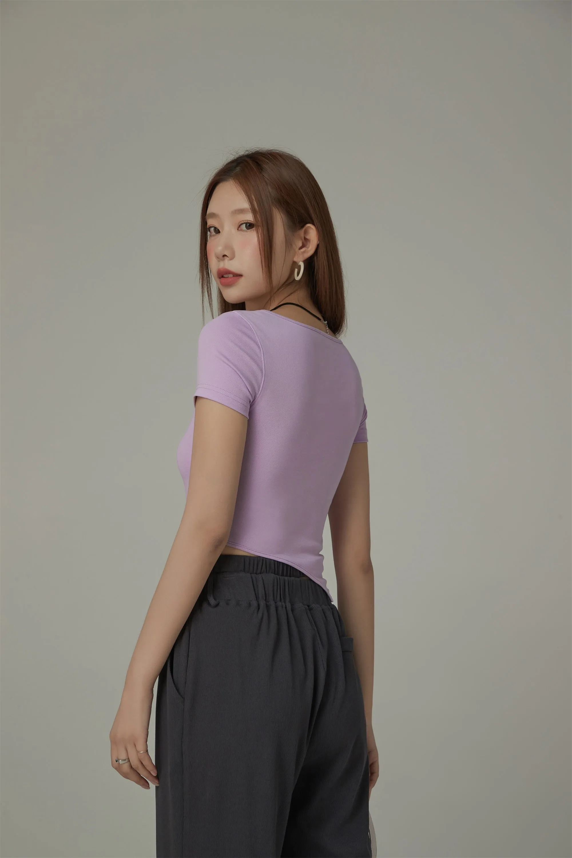 Square Neck Chuu Club Unbalanced T-Shirt