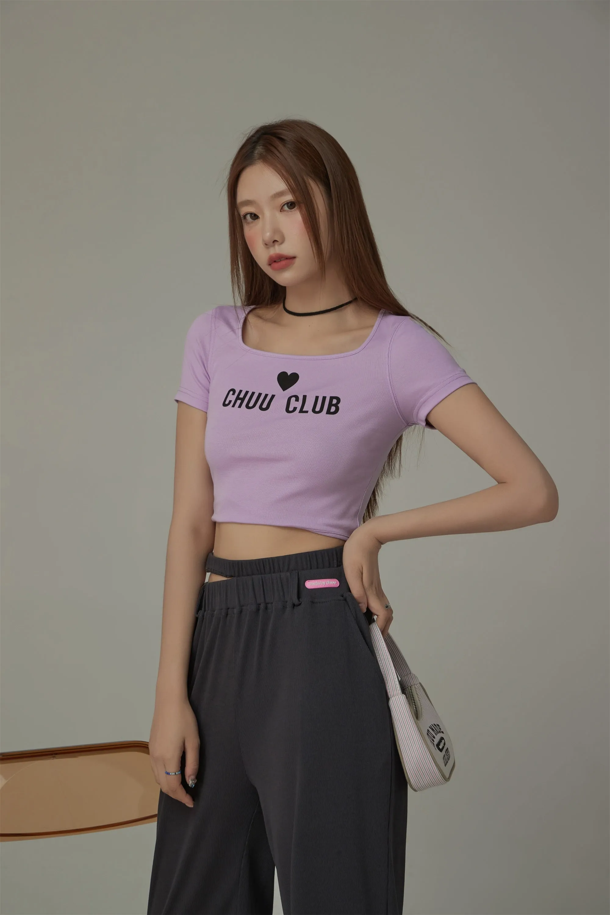Square Neck Chuu Club Unbalanced T-Shirt