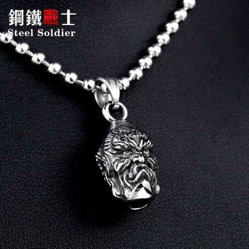 Stainless Steel double buddha Head pendant necklace Men Jewelry