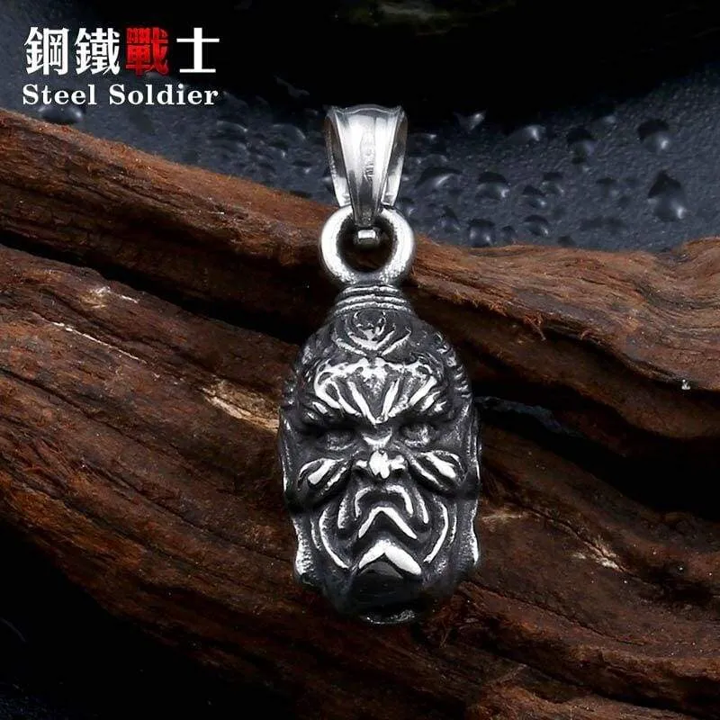 Stainless Steel double buddha Head pendant necklace Men Jewelry