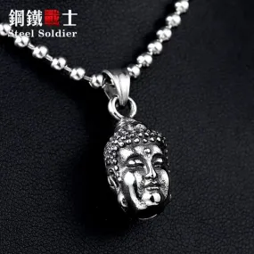 Stainless Steel double buddha Head pendant necklace Men Jewelry