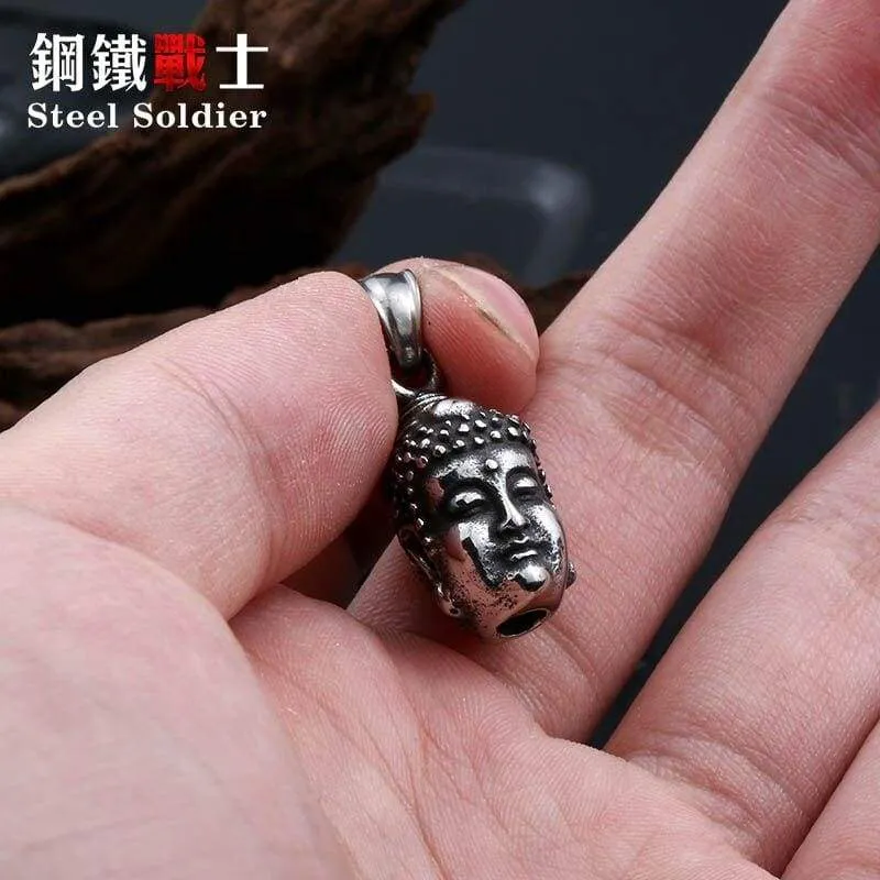 Stainless Steel double buddha Head pendant necklace Men Jewelry