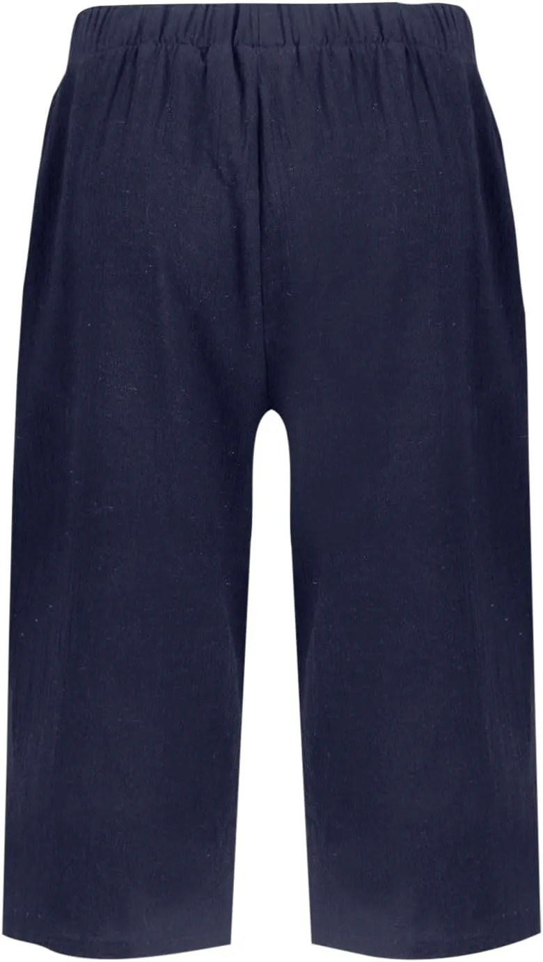 Summer Bermuda Shorts for Women Knee Length 2024 Trendy Linen Shorts Lightweight Casual Beach Short Pants w/Pockets