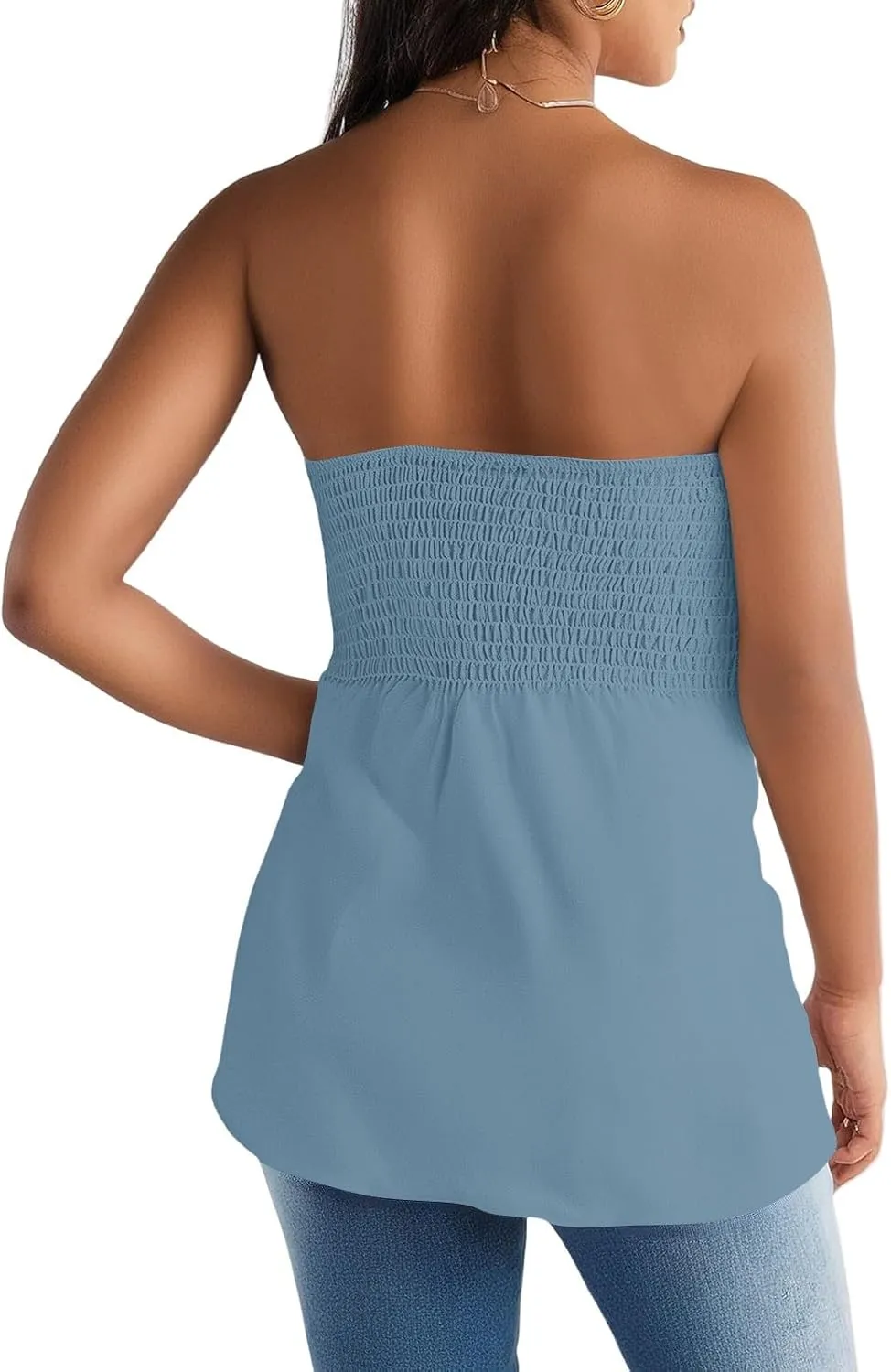 Summer Tube Tops for Women Going Out Sexy Sleeveless Off Shoulder Strapless Backless Pleated Elastic wrap Shirt Blouses