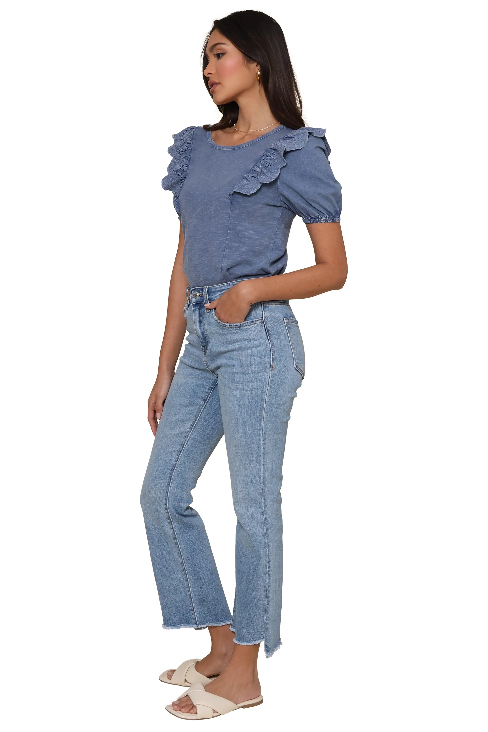 T-Shirt With Eyelet Sleeve