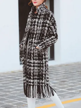 TangJie Casual Plaid Women Overcoats