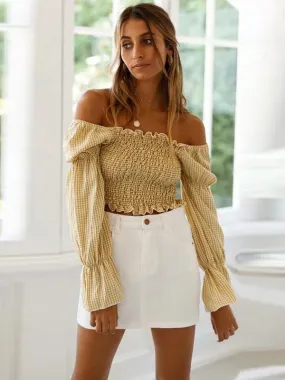 TastyHottie - Cute Sleeves Printed Ruffled Square-neck T-shirt Topop
