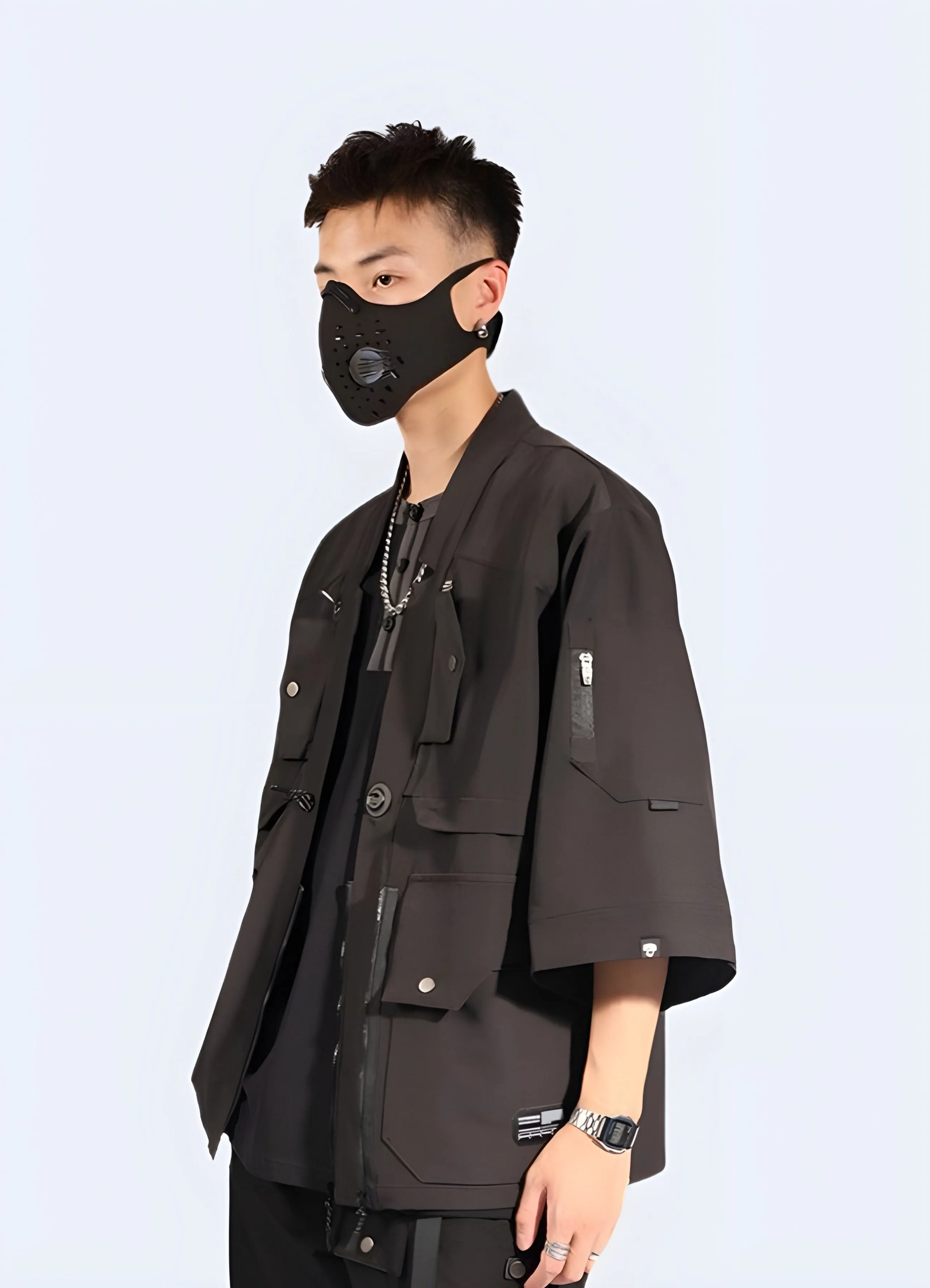 Technical Kimono Coat Black