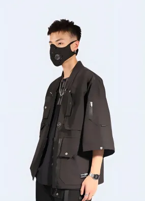 Technical Kimono Coat Black