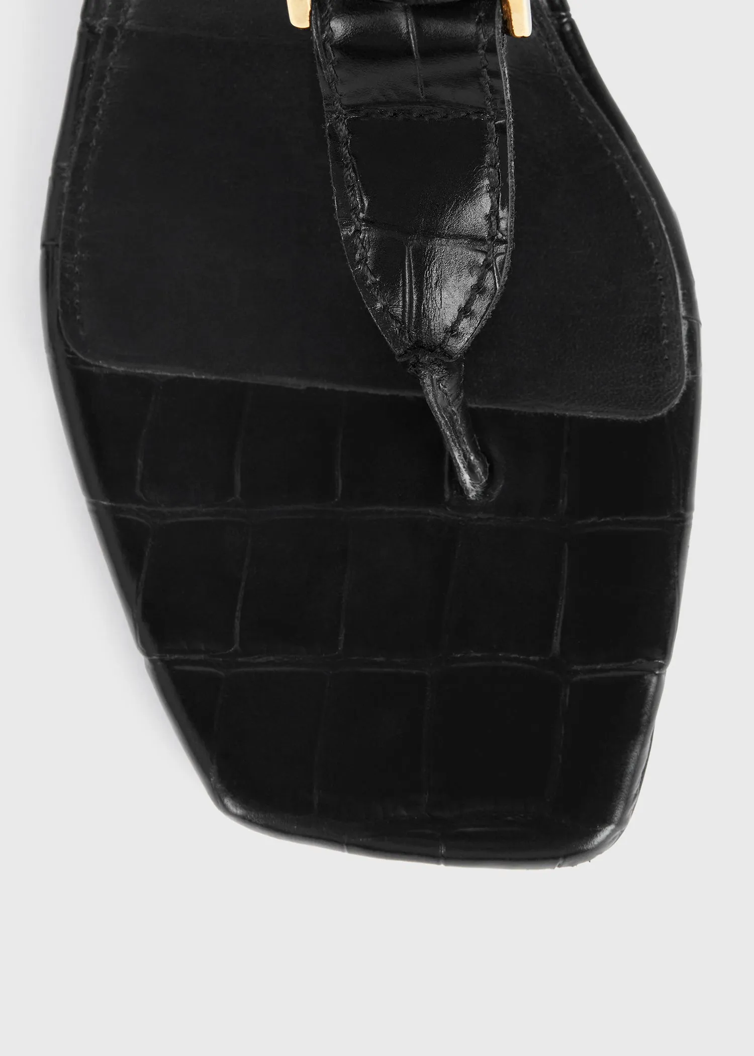 The Belted Croco Flip-Flop Heel black