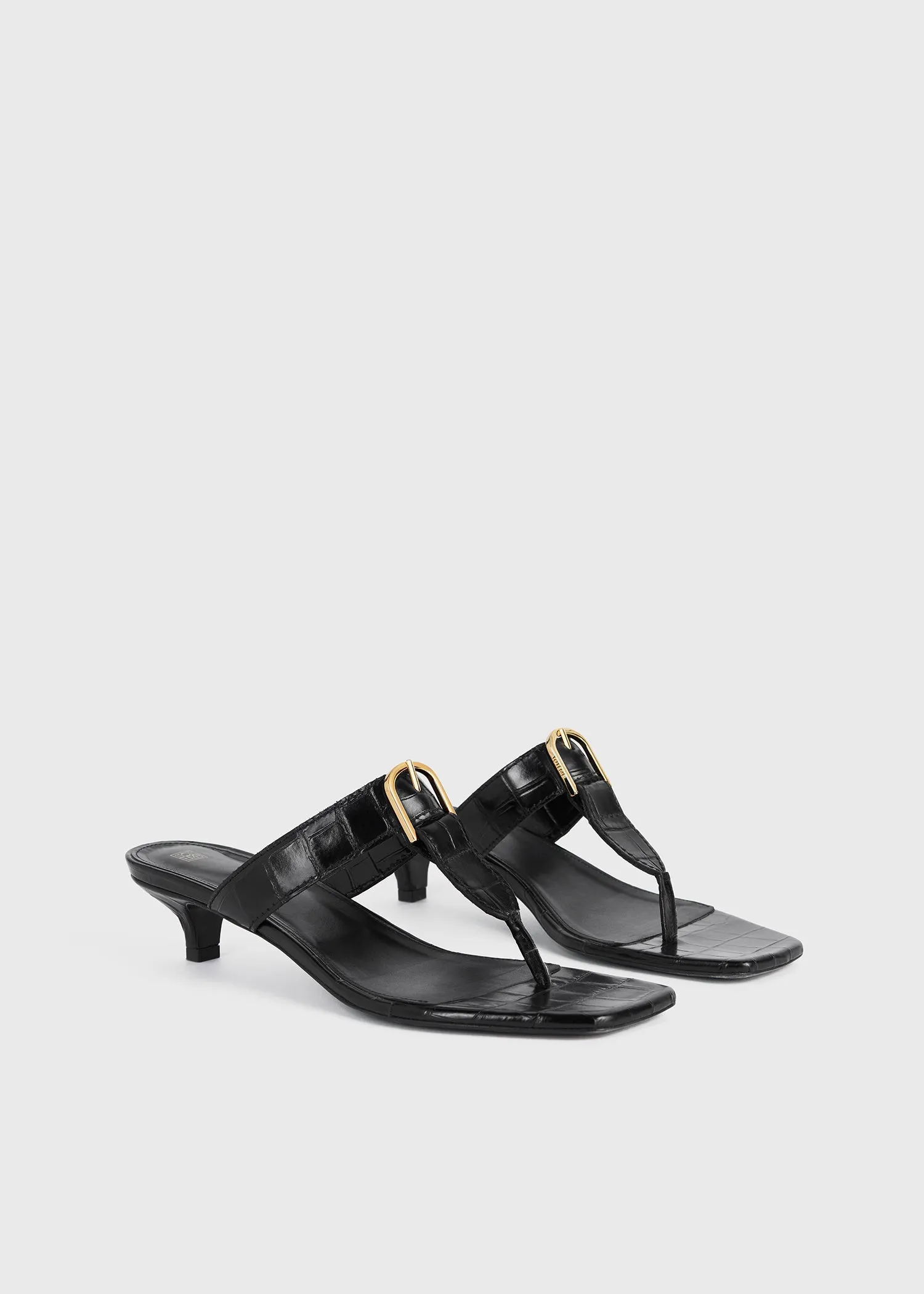 The Belted Croco Flip-Flop Heel black