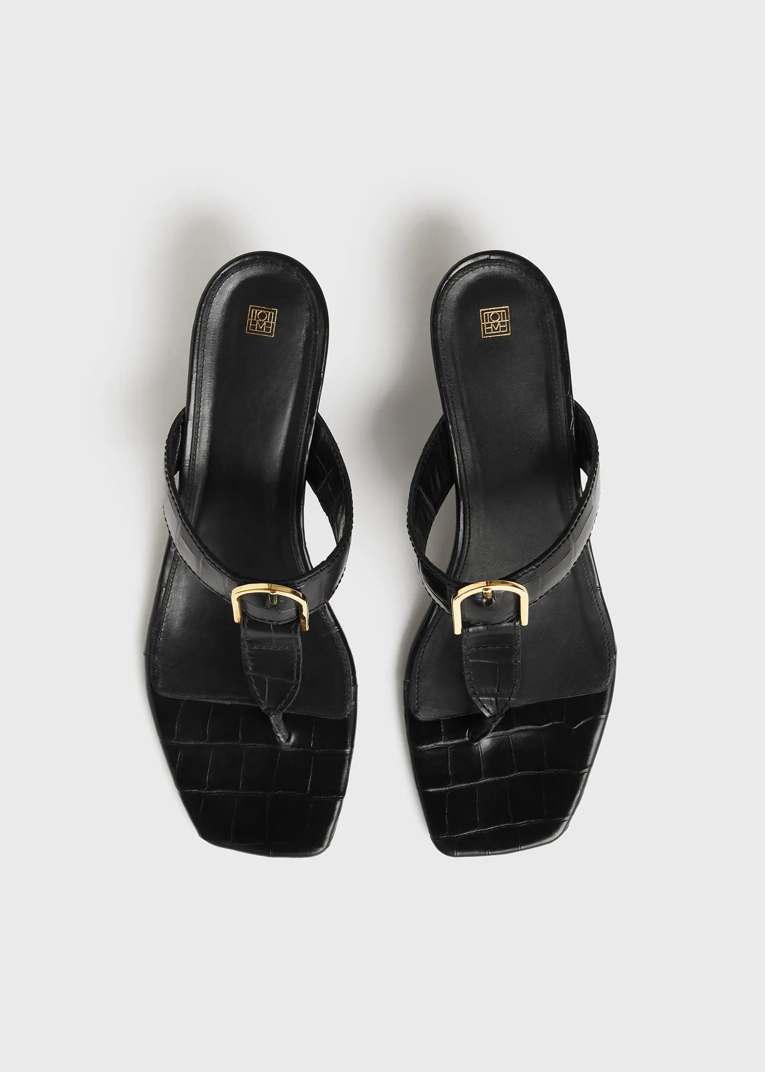 The Belted Croco Flip-Flop Heel black