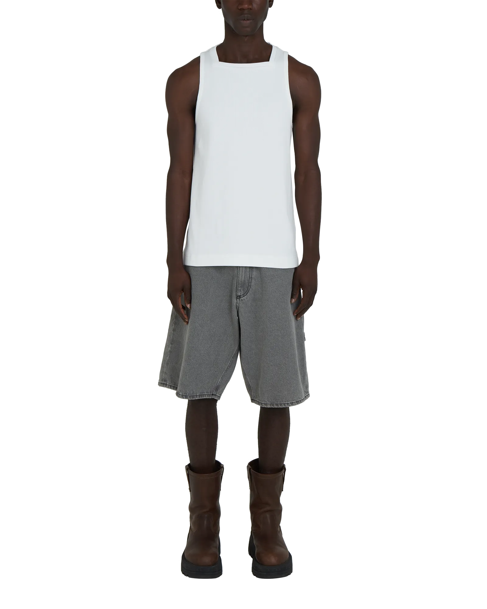 WHITE SQUARE NECK TANK TOP