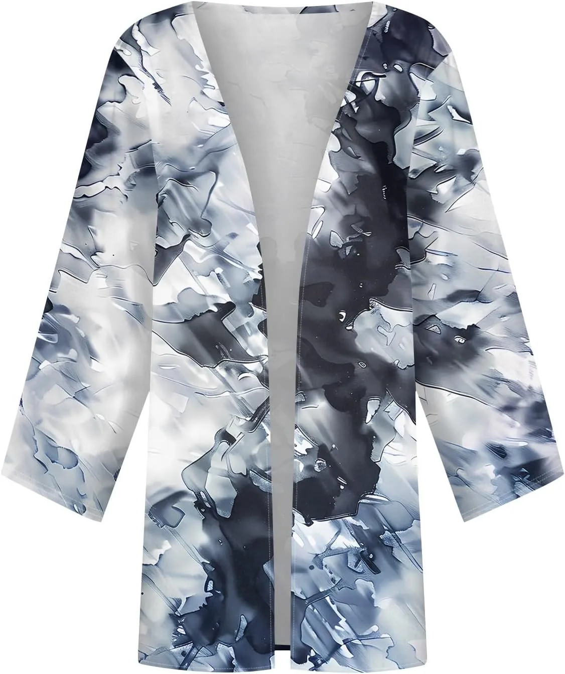 Women's Floral Print 3/4 Sleeve Kimono Cardigan Oversized Loose Fit Cover Up Casual Blouse Tops Boho Light Jacket