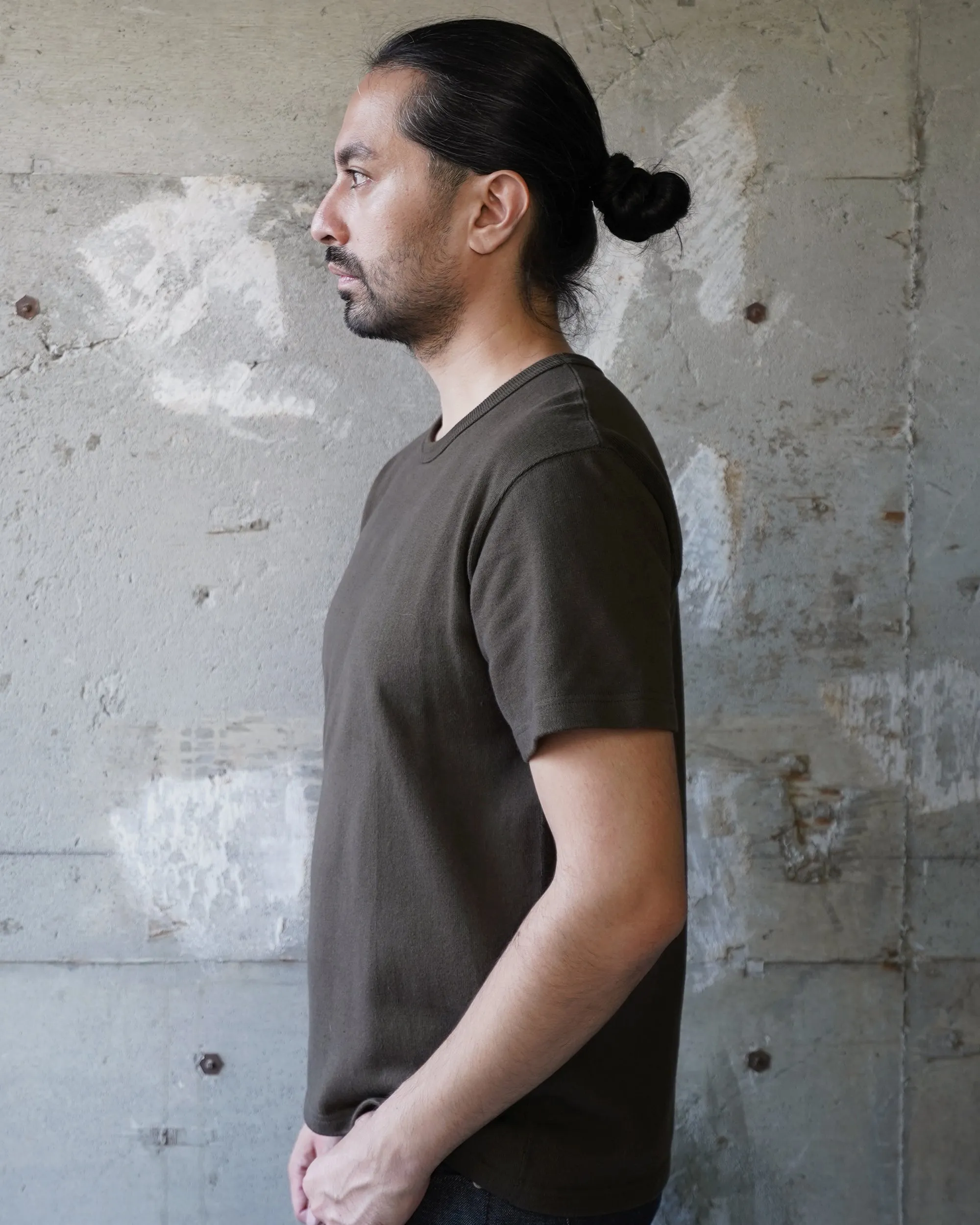 Wonder Looper 409gsm Double Heavyweight T Shirt - Khaki Green