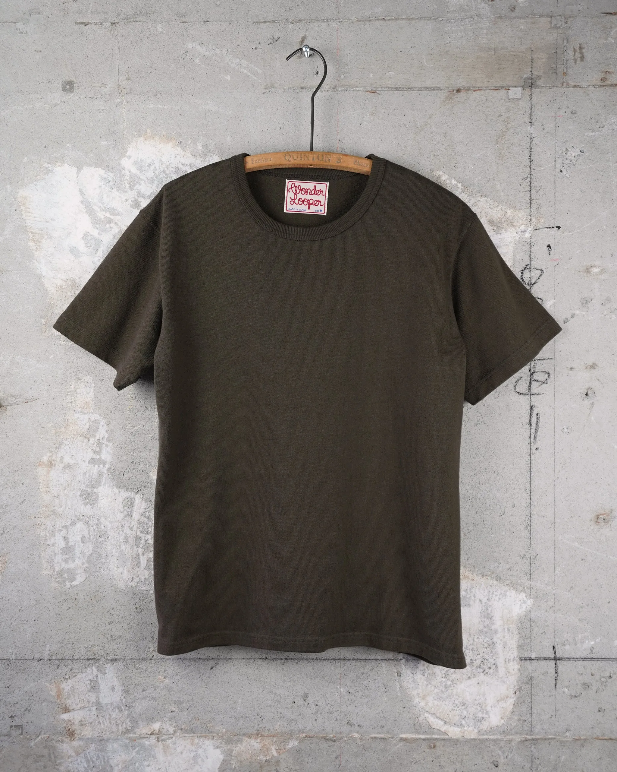 Wonder Looper 409gsm Double Heavyweight T Shirt - Khaki Green