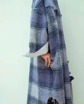 xakxx New Autumn Winter Women Thick Vintage Plaid Long Wool Coat Casual Oversize Shirt Jacket Loose Warm Outwear Overcoats Female