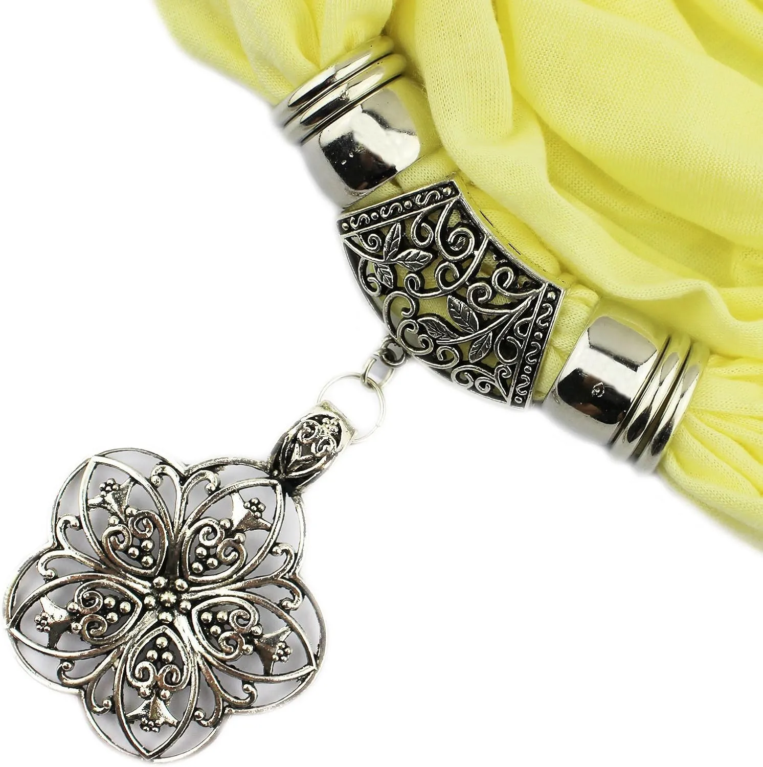 Zinc Alloy Flower Pendant Jewelry Scarf