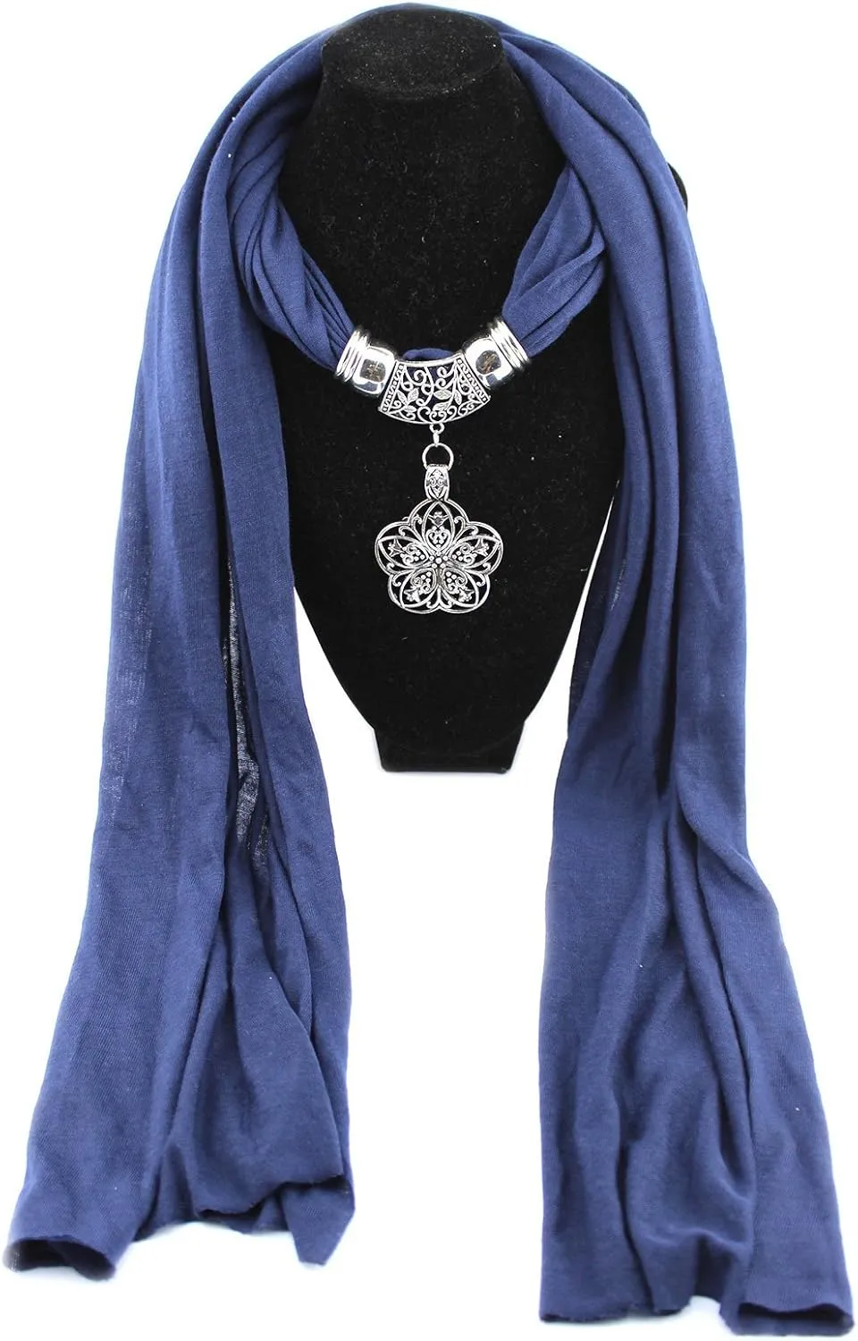 Zinc Alloy Flower Pendant Jewelry Scarf