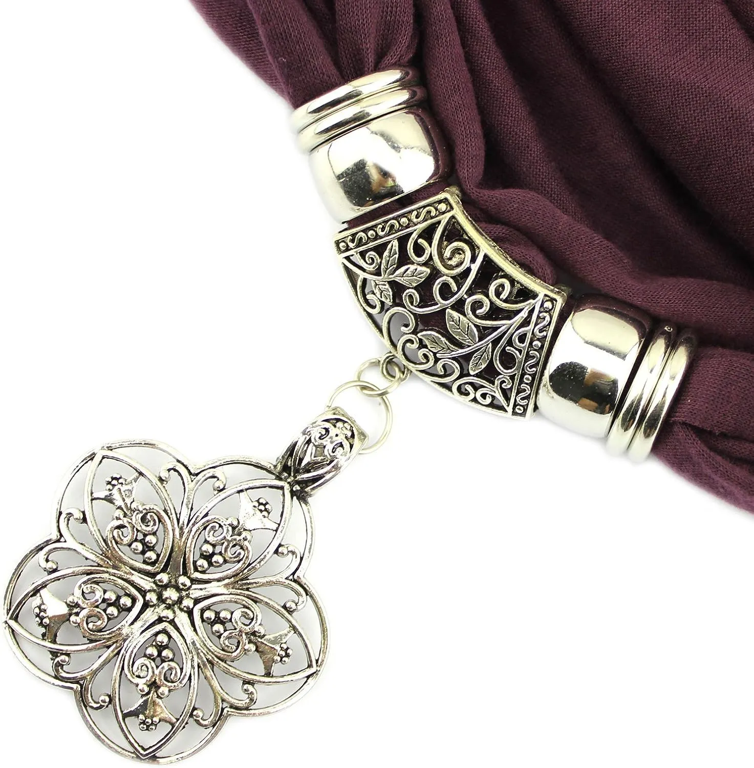 Zinc Alloy Flower Pendant Jewelry Scarf