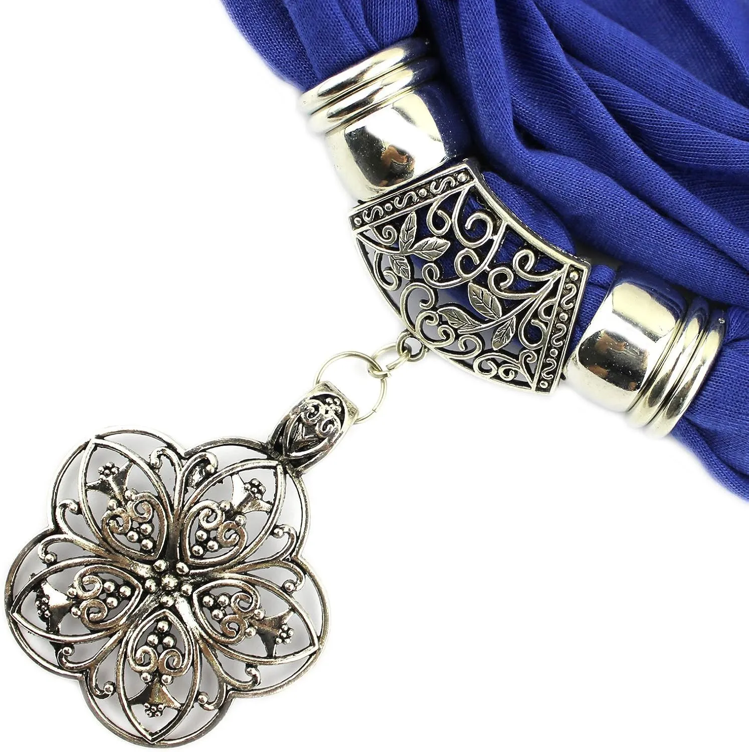 Zinc Alloy Flower Pendant Jewelry Scarf